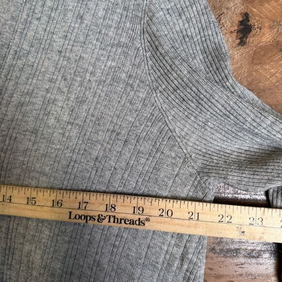 Kerisma Womens M/L Button Front Wool Blend Cardigan Sweater Gray Ribbed Longline - Picture 7 of 7